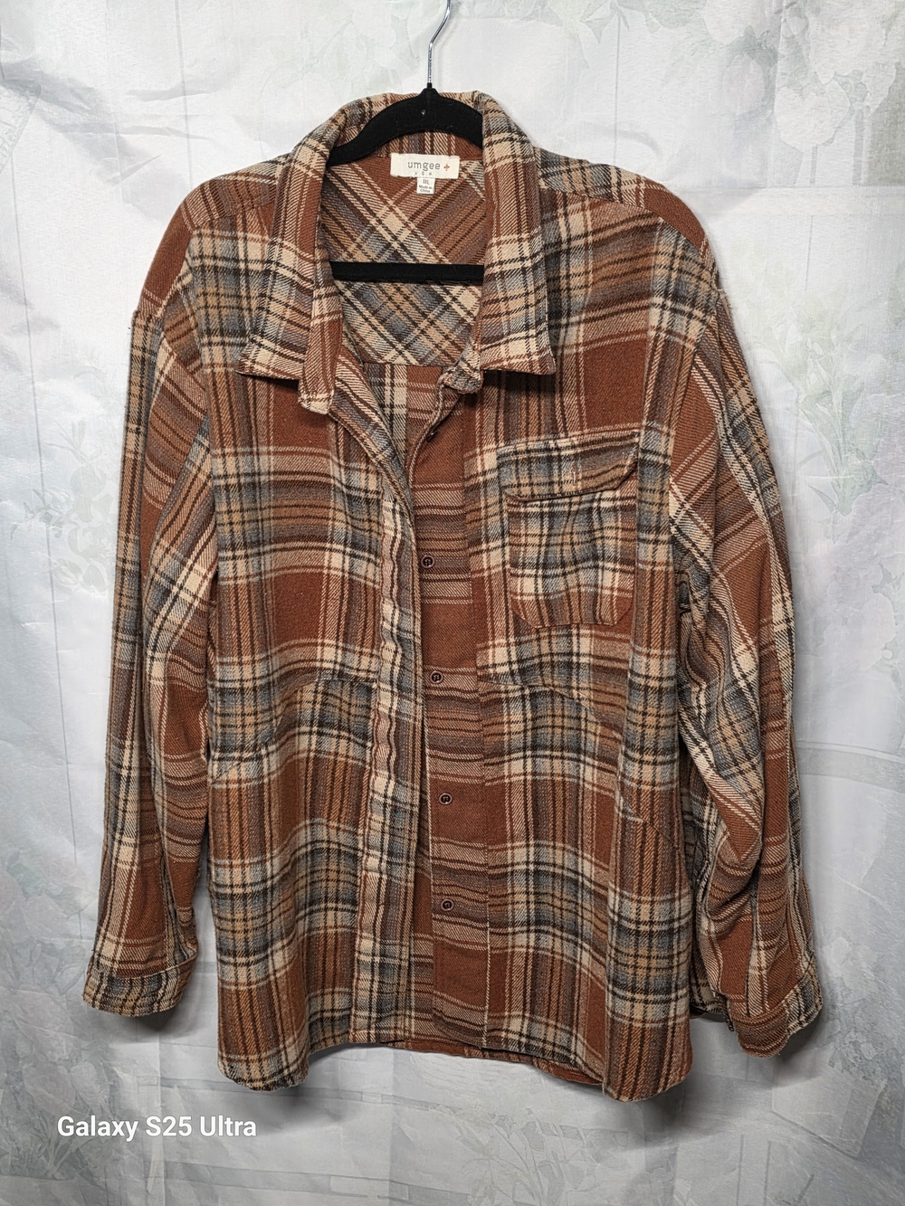Umgee Brown Plaid Button-Up Shirt Jacket
